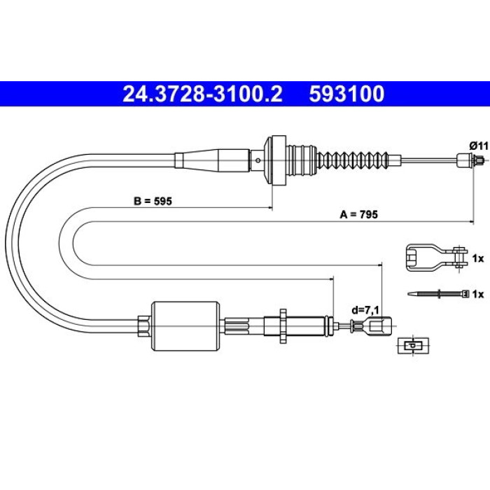 ATE 24.3728-3100.2 Seilzug, Kupplungsbetätigung ATE 24.3728-3100.2 Seilzug, Kupplungsbetätigung
