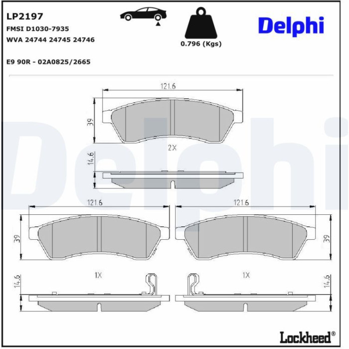 Delphi LP2197 Bremsbelagsatz, Scheibenbremse