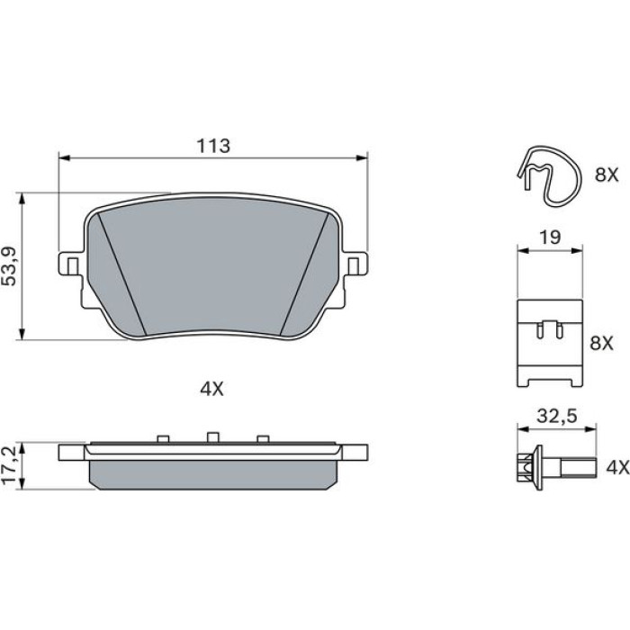 BOSCH 0 986 424 890 Bremsbelagsatz, Scheibenbremse