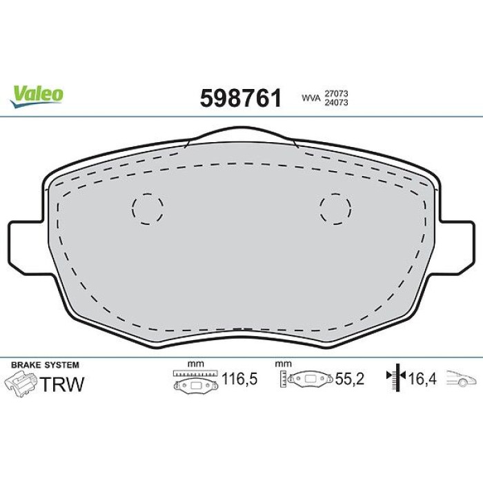 Valeo 598761 Bremsbelagsatz, Scheibenbremse Valeo 598761 Bremsbelagsatz, Scheibenbremse