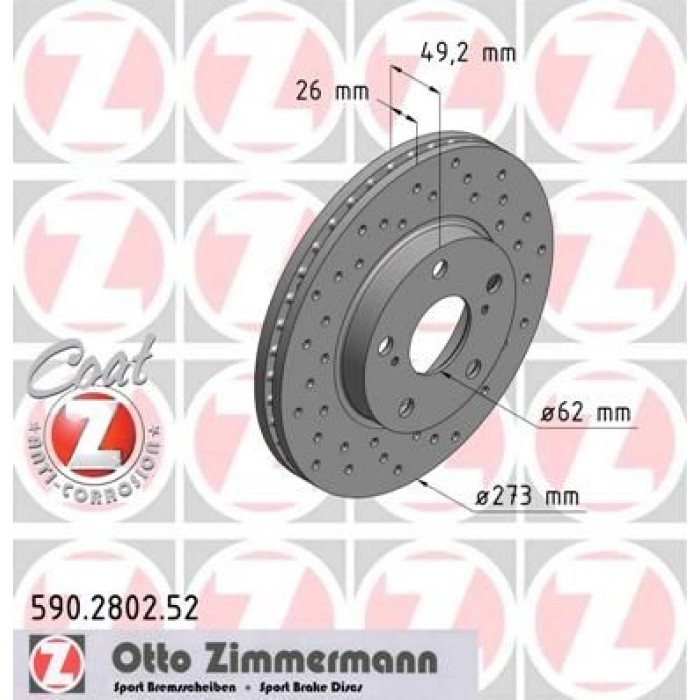 Zimmermann 590.2802.52 Bremsscheibe SPORT Z Zimmermann 590.2802.52 Bremsscheibe SPORT Z