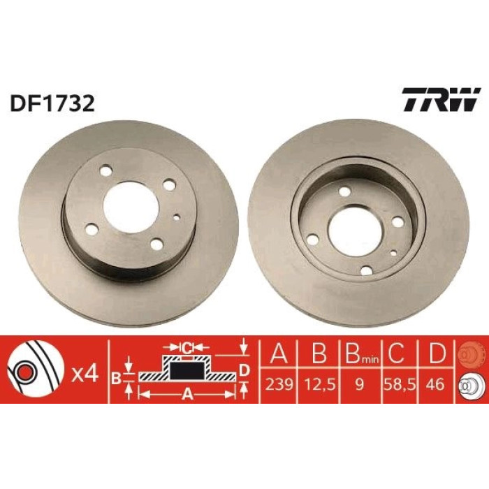 TRW DF1732 Bremsscheibe