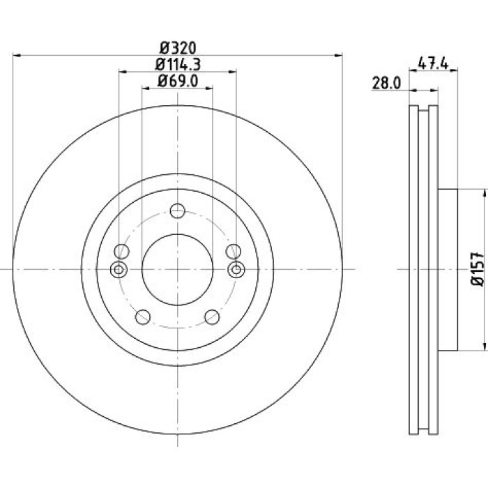 Hella 8DD 355 117-971 Bremsscheibe PRO