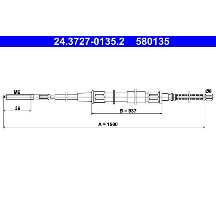 ATE 24.3727-0135.2 Seilzug, Feststellbremse ATE 24.3727-0135.2 Seilzug, Feststellbremse