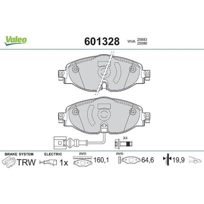 Valeo 601328 Bremsbelagsatz, Scheibenbremse