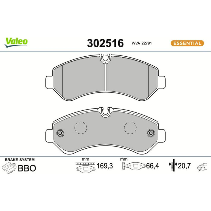 Valeo 302516 Bremsbelagsatz, Scheibenbremse ESSENTIAL Valeo 302516 Bremsbelagsatz, Scheibenbremse ESSENTIAL