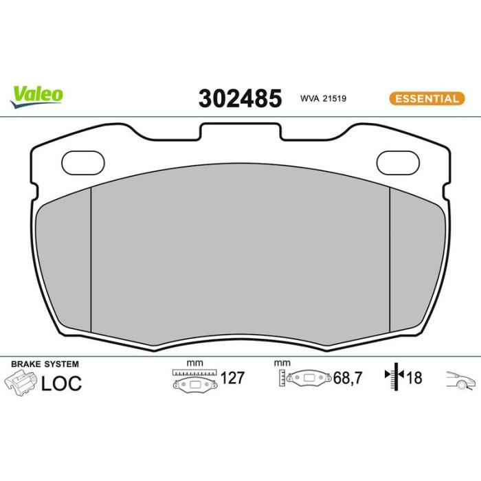 Valeo 302485 Bremsbelagsatz, Scheibenbremse ESSENTIAL Valeo 302485 Bremsbelagsatz, Scheibenbremse ESSENTIAL