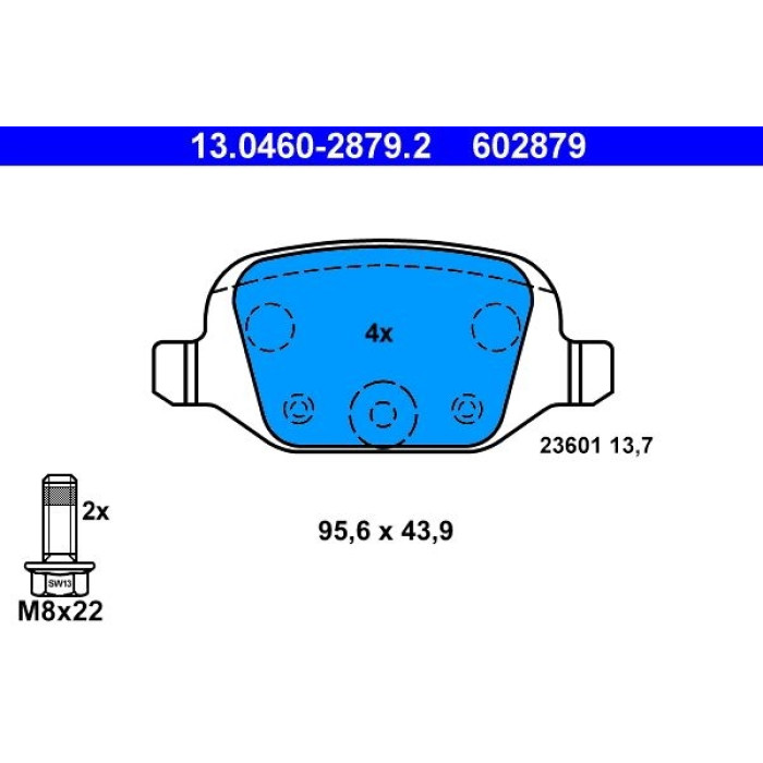 ATE 13.0460-2879.2 Bremsbelagsatz, Scheibenbremse ATE 13.0460-2879.2 Bremsbelagsatz, Scheibenbremse