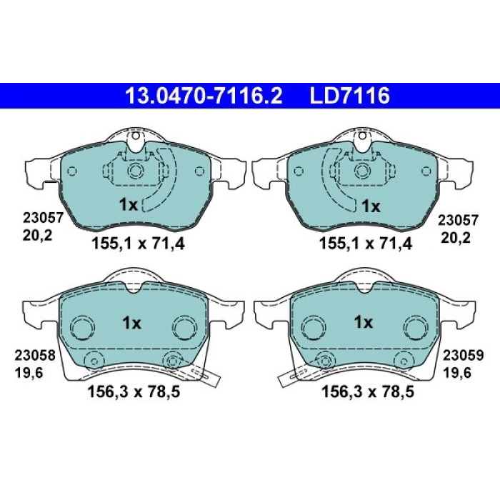 ATE 13.0470-7116.2 Bremsbelagsatz, Scheibenbremse Ceramic
