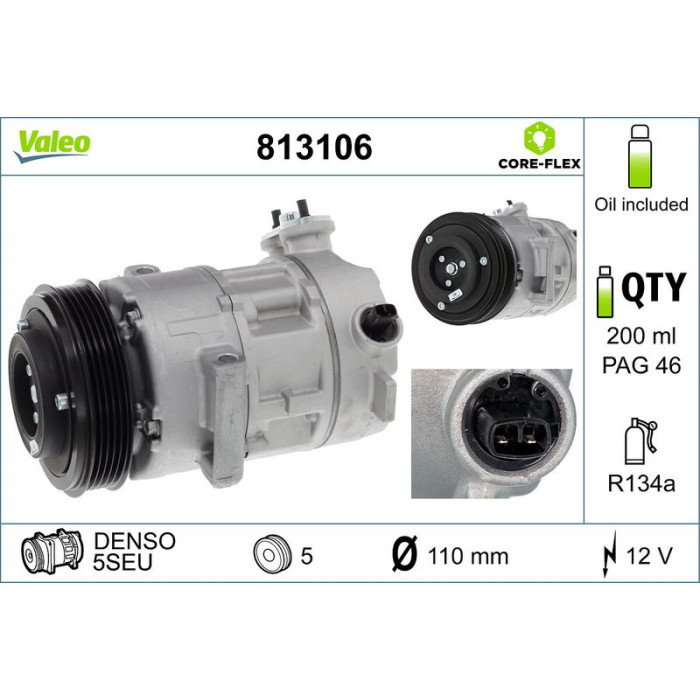 Valeo 813106 Kompressor, Klimaanlage CORE-FLEX Valeo 813106 Kompressor, Klimaanlage CORE-FLEX