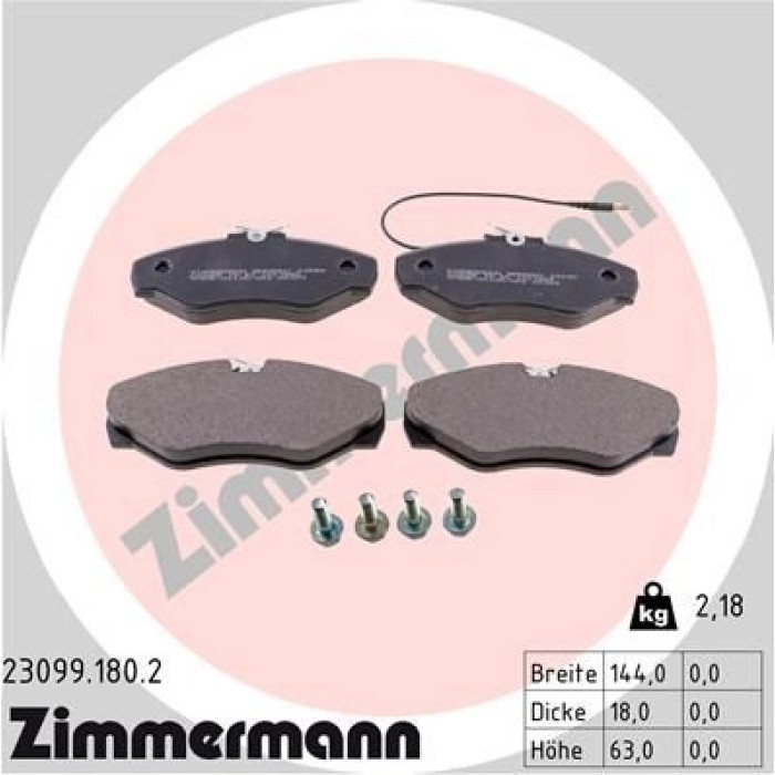 Zimmermann 23099.180.2 Bremsbelagsatz, Scheibenbremse Zimmermann 23099.180.2 Bremsbelagsatz, Scheibenbremse