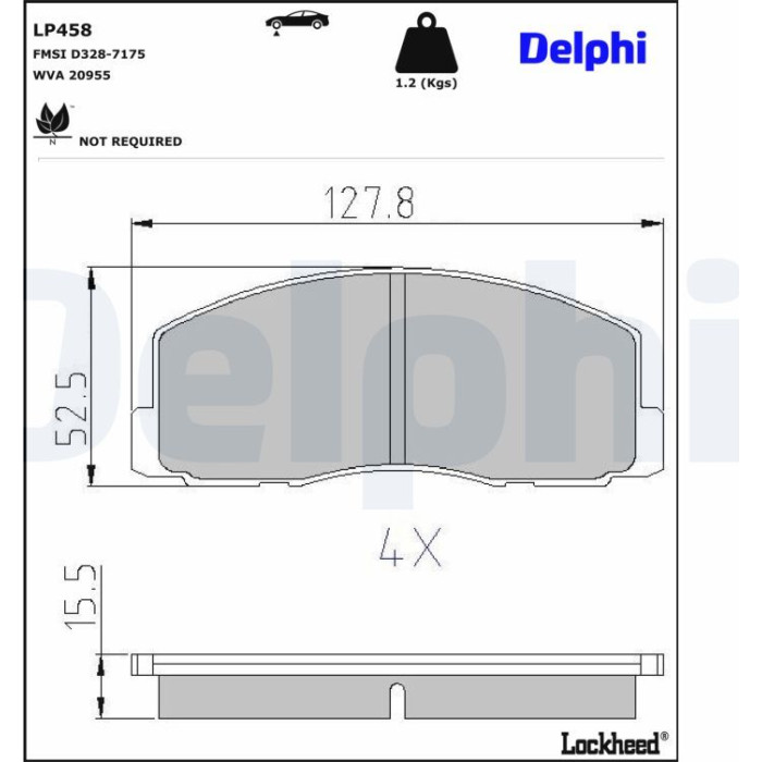 Delphi LP458 Bremsbelagsatz, Scheibenbremse Delphi LP458 Bremsbelagsatz, Scheibenbremse