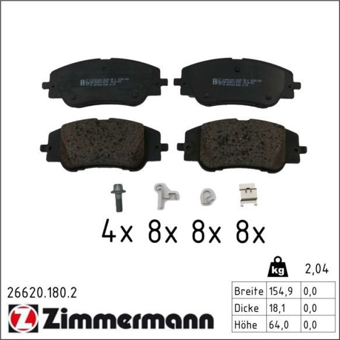 Zimmermann 26620.180.2 Bremsbelagsatz, Scheibenbremse Zimmermann 26620.180.2 Bremsbelagsatz, Scheibenbremse
