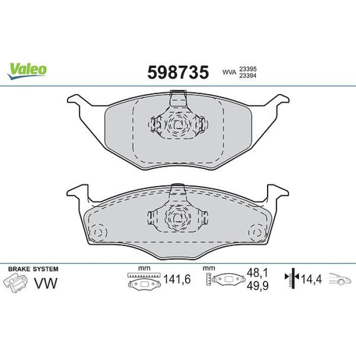 Valeo 598735 Bremsbelagsatz, Scheibenbremse Valeo 598735 Bremsbelagsatz, Scheibenbremse