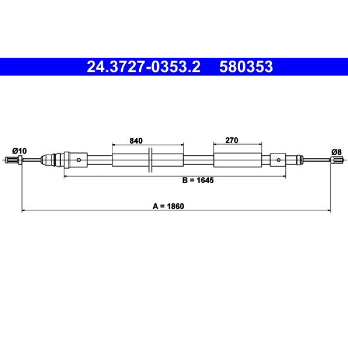 ATE 24.3727-0353.2 Seilzug, Feststellbremse ATE 24.3727-0353.2 Seilzug, Feststellbremse