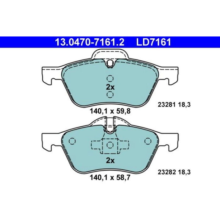 ATE 13.0470-7161.2 Bremsbelagsatz, Scheibenbremse Ceramic