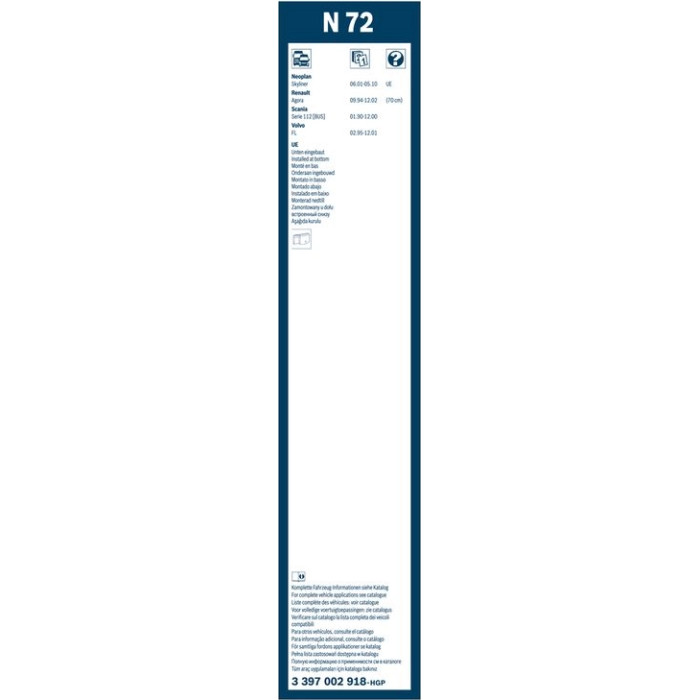 BOSCH N 72 Scheibenwischer Twin 3 397 002 918 BOSCH N 72 Scheibenwischer Twin 3 397 002 918