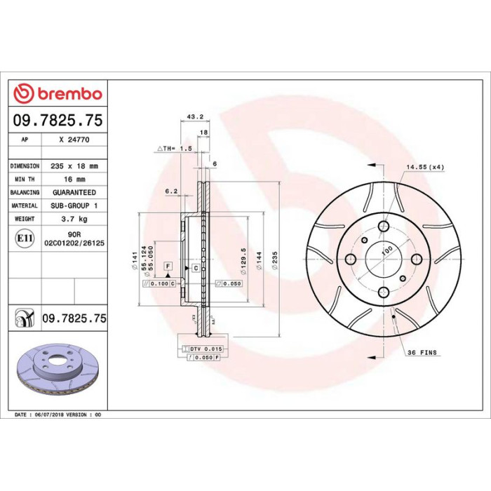 Brembo 09.7825.75 Bremsscheibe XTRA LINE - Max Brembo 09.7825.75 Bremsscheibe XTRA LINE - Max
