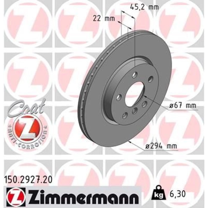 Zimmermann 150.2927.20 Bremsscheibe Coat Z
