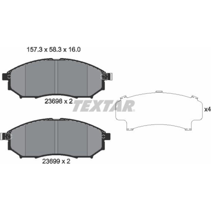 Textar 2369801 Bremsbelagsatz, Scheibenbremse