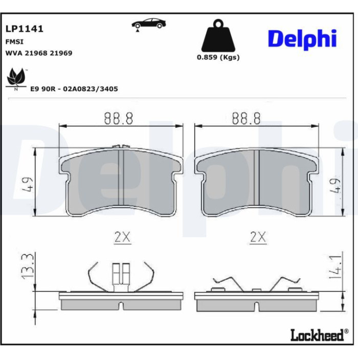 Delphi LP1141 Bremsbelagsatz, Scheibenbremse Delphi LP1141 Bremsbelagsatz, Scheibenbremse