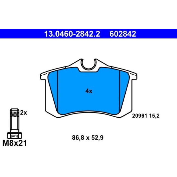 ATE 13.0460-2842.2 Bremsbelagsatz, Scheibenbremse ATE 13.0460-2842.2 Bremsbelagsatz, Scheibenbremse