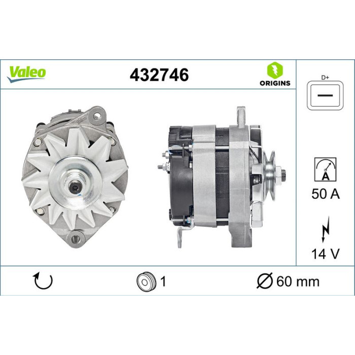 Valeo 432746 Generator ORIGINS - NEW O.E. TECHNOLOGIE Valeo 432746 Generator ORIGINS - NEW O.E. TECHNOLOGIE