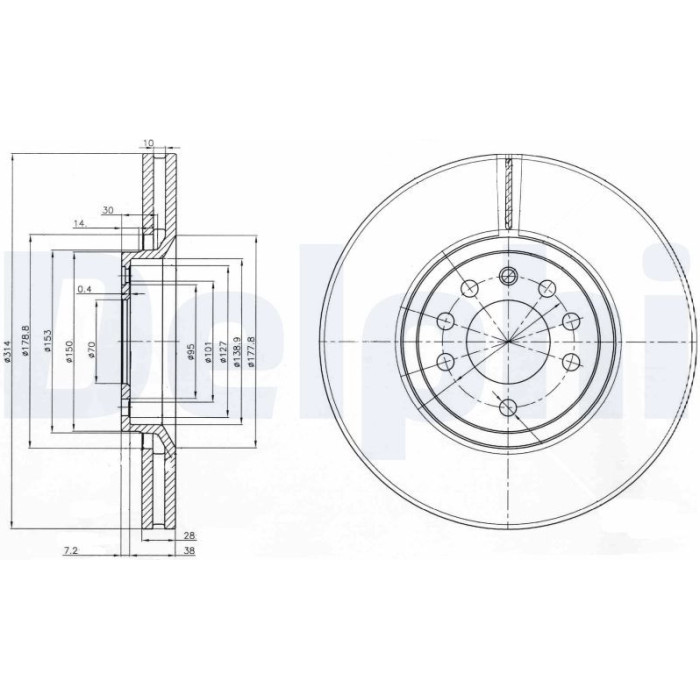 Delphi BG3973 Bremsscheibe Delphi BG3973 Bremsscheibe
