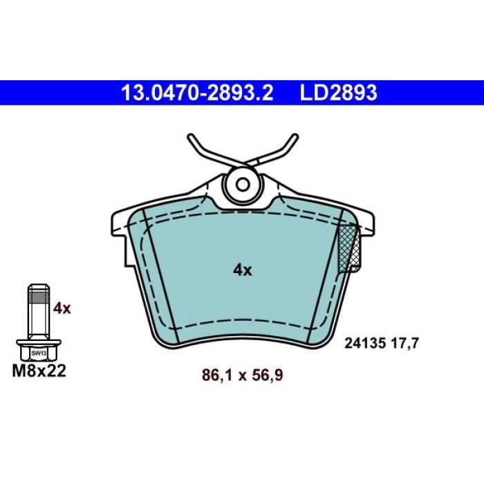 ATE 13.0470-2893.2 Bremsbelagsatz, Scheibenbremse Ceramic ATE 13.0470-2893.2 Bremsbelagsatz, Scheibenbremse Ceramic