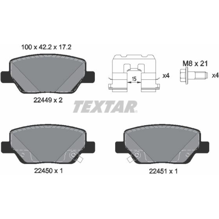 Textar 2244901 Bremsbelagsatz, Scheibenbremse Q+ Textar 2244901 Bremsbelagsatz, Scheibenbremse Q+