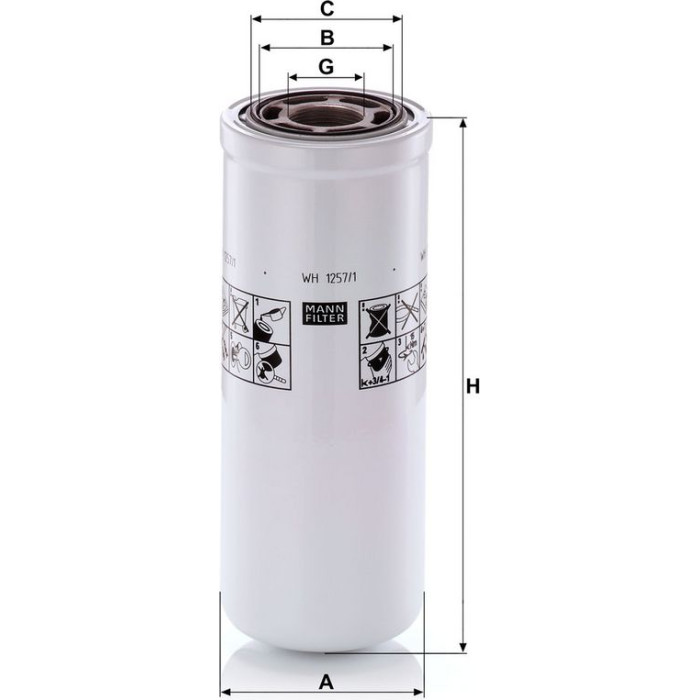 Mann-Filter WH 1257/1 Filter, Arbeitshydraulik Mann-Filter WH 1257/1 Filter, Arbeitshydraulik