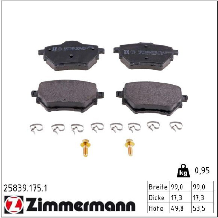Zimmermann 25839.175.1 Bremsbelagsatz, Scheibenbremse Zimmermann 25839.175.1 Bremsbelagsatz, Scheibenbremse