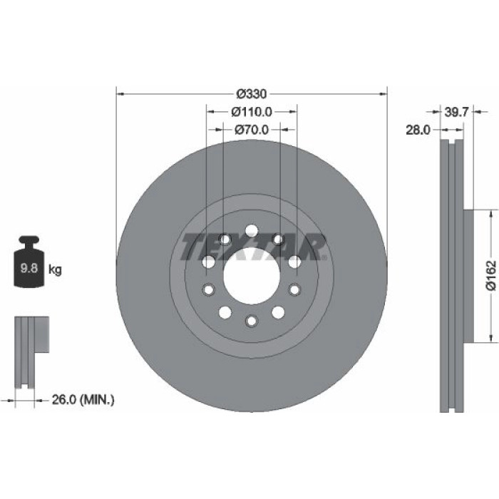 Textar 92220903 Bremsscheibe PRO Textar 92220903 Bremsscheibe PRO