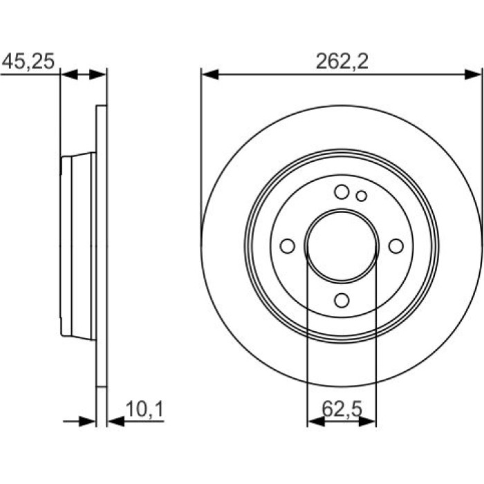 BOSCH 0 986 479 A44 Bremsscheibe 262x10mm, 4x100, voll, geölt BOSCH 0 986 479 A44 Bremsscheibe 262x10mm, 4x100, voll, geölt