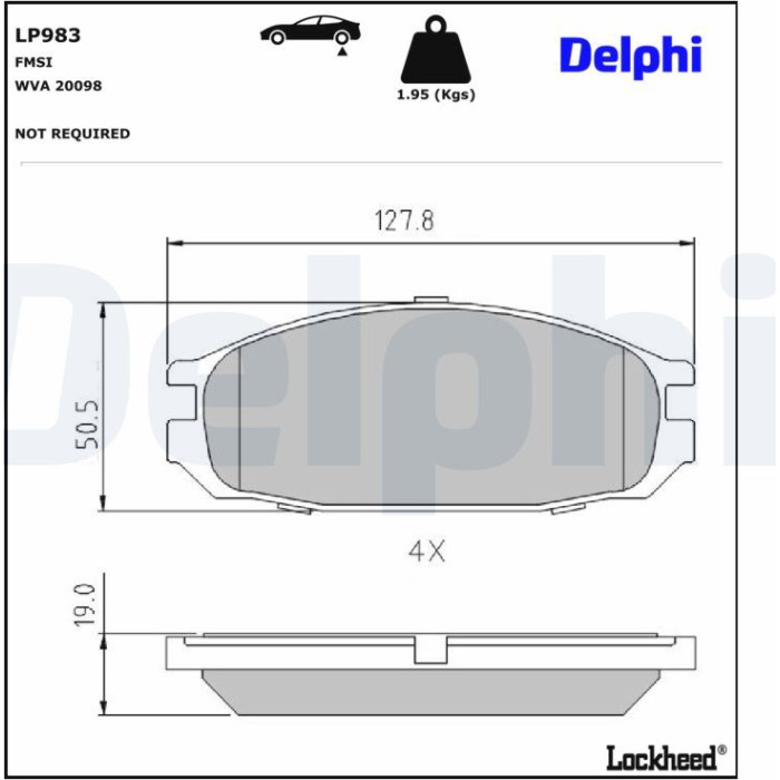 Delphi LP983 Bremsbelagsatz, Scheibenbremse Delphi LP983 Bremsbelagsatz, Scheibenbremse