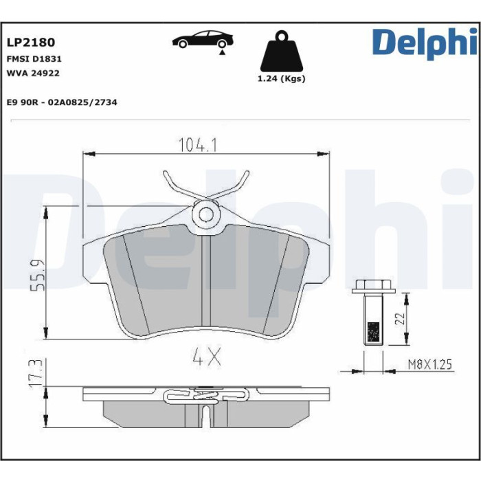 Delphi LP2180 Bremsbelagsatz, Scheibenbremse Delphi LP2180 Bremsbelagsatz, Scheibenbremse