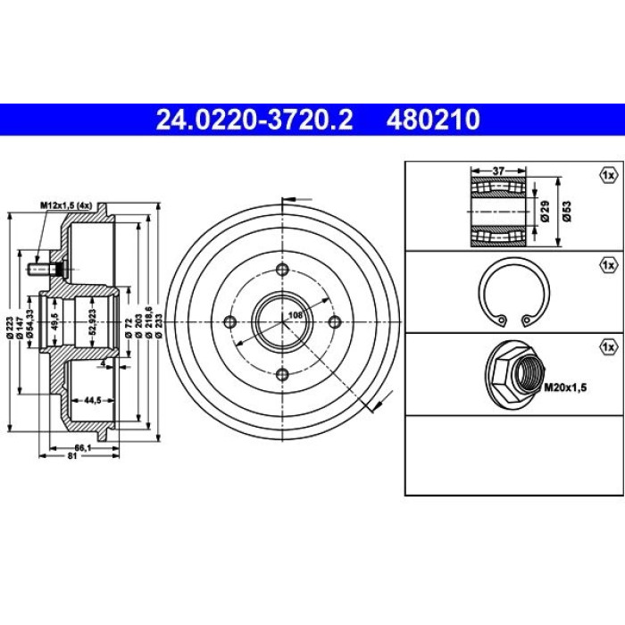 ATE 24.0220-3720.2 Bremstrommel ATE 24.0220-3720.2 Bremstrommel