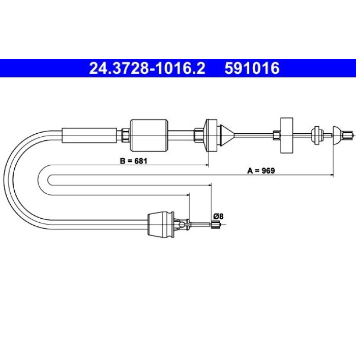 ATE 24.3728-1016.2 Seilzug, Kupplungsbetätigung ATE 24.3728-1016.2 Seilzug, Kupplungsbetätigung