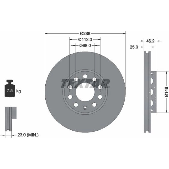Textar 92057603 Bremsscheibe PRO Textar 92057603 Bremsscheibe PRO