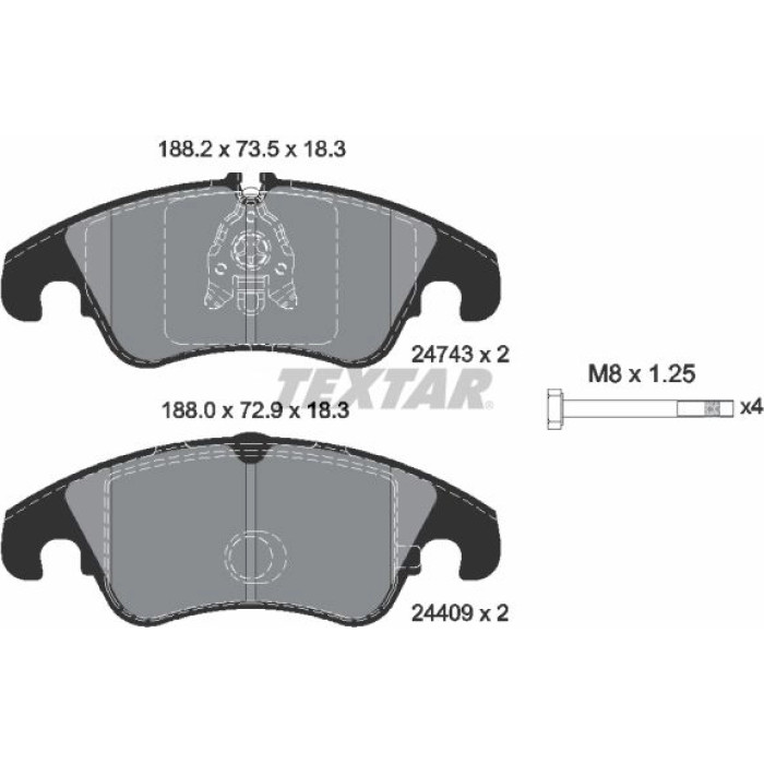 Textar 2474302 Bremsbelagsatz, Scheibenbremse Textar 2474302 Bremsbelagsatz, Scheibenbremse