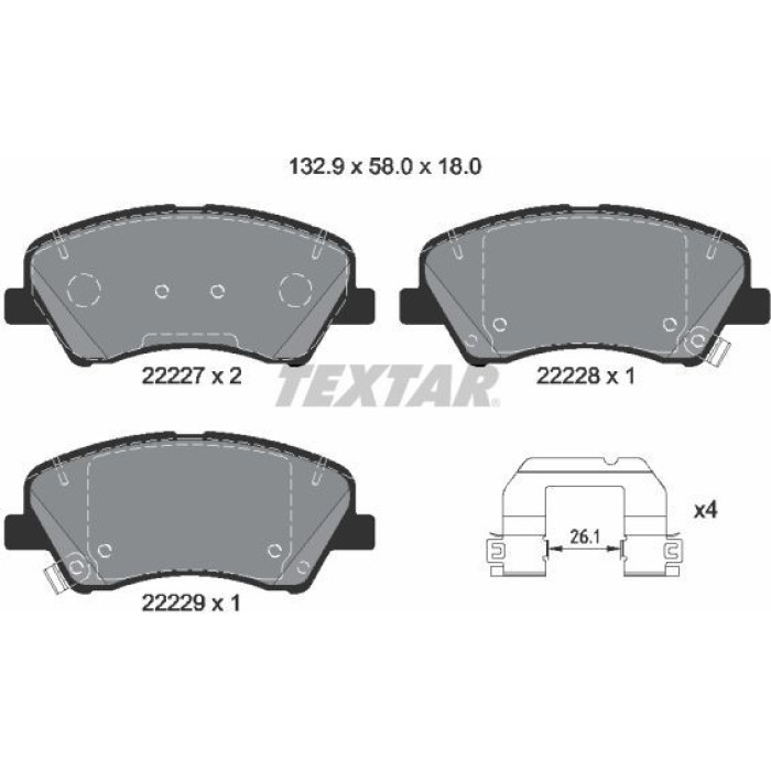 Textar 2222701 Bremsbelagsatz, Scheibenbremse Q+