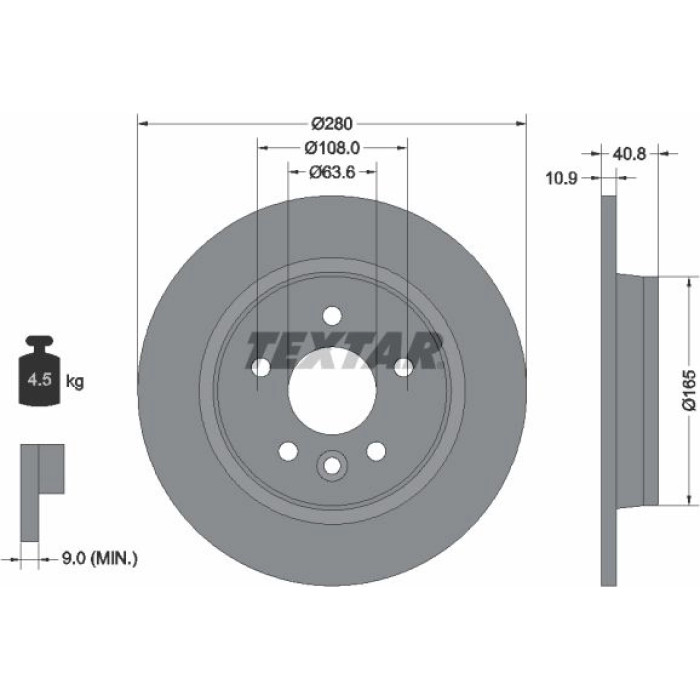 Textar 92255603 Bremsscheibe PRO Textar 92255603 Bremsscheibe PRO