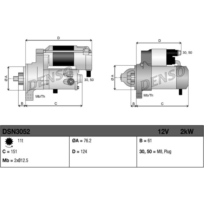 Denso DSN3052 Starter Denso DSN3052 Starter
