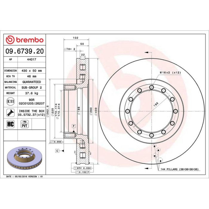 Brembo 09.6739.20 Bremsscheibe PRIME LINE Brembo 09.6739.20 Bremsscheibe PRIME LINE
