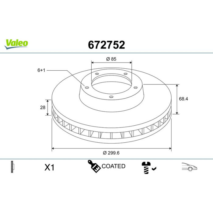 Valeo 672752 Bremsscheibe COATED Valeo 672752 Bremsscheibe COATED