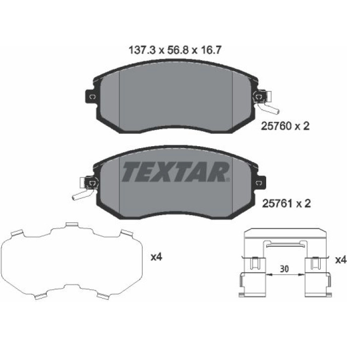 Textar 2576001 Bremsbelagsatz, Scheibenbremse Textar 2576001 Bremsbelagsatz, Scheibenbremse