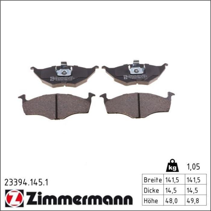 Zimmermann 23394.145.1 Bremsbelagsatz, Scheibenbremse Zimmermann 23394.145.1 Bremsbelagsatz, Scheibenbremse