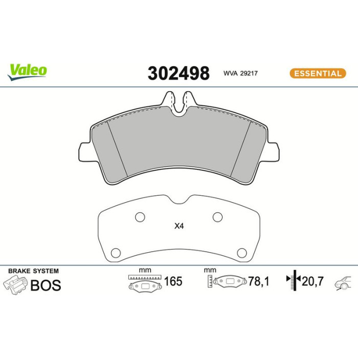 Valeo 302498 Bremsbelagsatz, Scheibenbremse ESSENTIAL