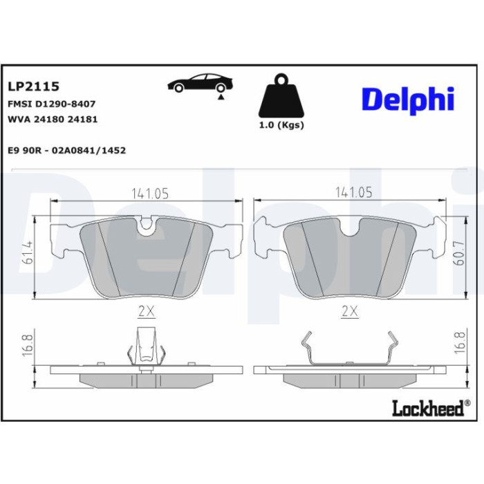 Delphi LP2115 Bremsbelagsatz, Scheibenbremse
