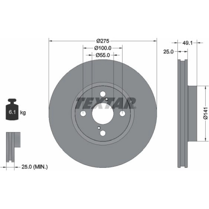 Textar 92126003 Bremsscheibe PRO Textar 92126003 Bremsscheibe PRO